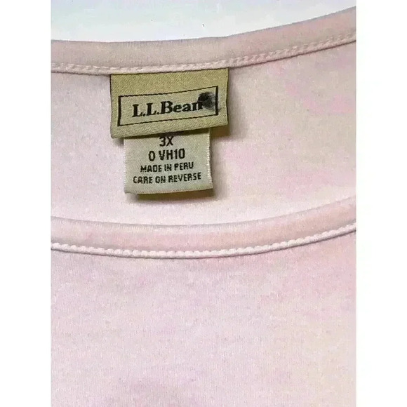 LL Bean womens top 3X Supima Cotton scoop neck long sleeve pink flawed - Picture 3 of 7